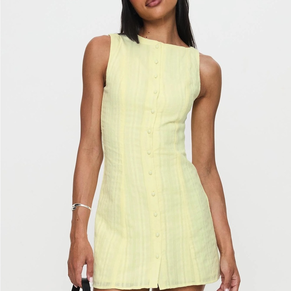 Mimsie Embroidered Mini Dress Lemon - Picture 2 of 13